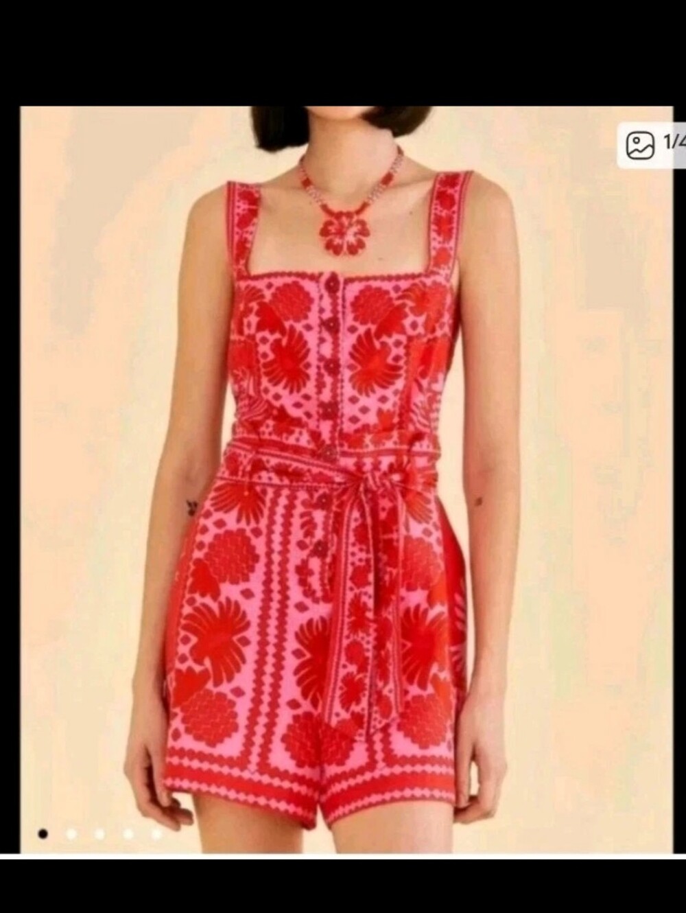 Farm Rio Red Romper - Picture 1 of 6